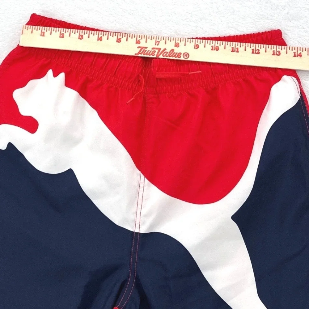 Puma Big Cat Swim Trunks Youth XL Red White Blue Mesh Lined Board Shorts NWT $38